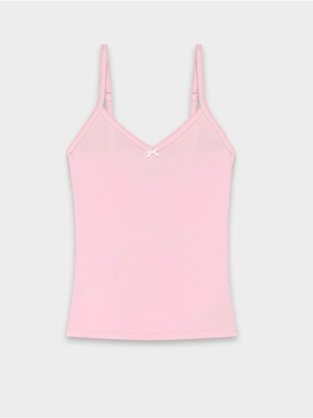 Aritzia Pink Slim Ribbed V-Neck Camisole with Adjustable Straps